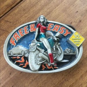 Vintage Pewter “Free & Easy” Belt Buckle